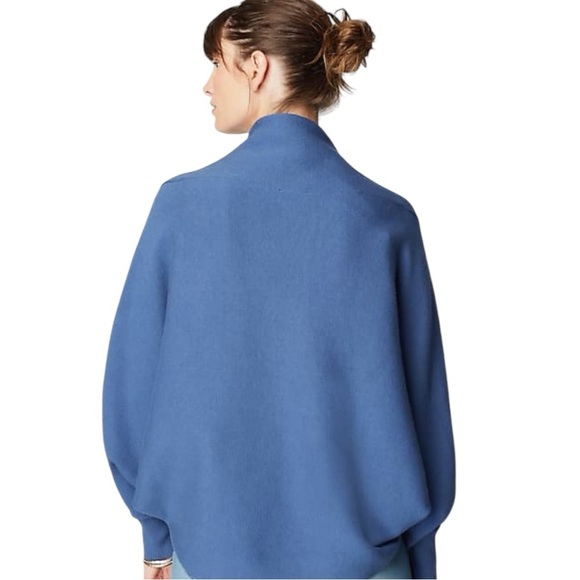 J. JILL Pure Jill Double Knit Blue Cardigan Dolman Sleeve Oversized Open Size M - Picture 3 of 15